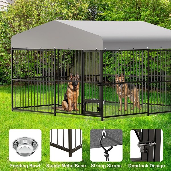 dogです Large Outdoor Dog Kennel, Heavy Duty Dog Cage with Roof