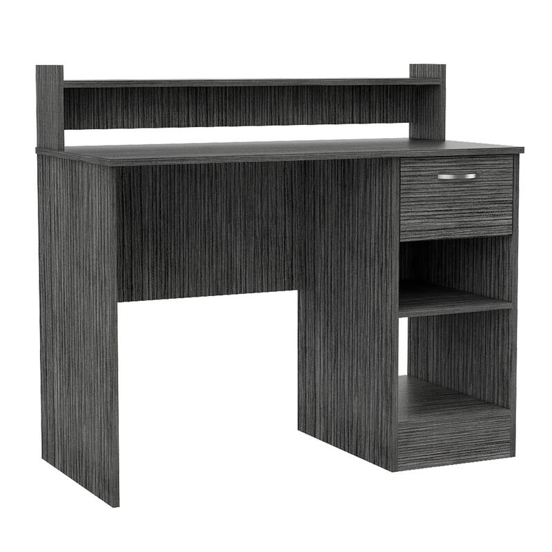 Modern Writing Desk with Storage Drawers, Open Shelf, and Stylish Hutch for Home Office or Study Room