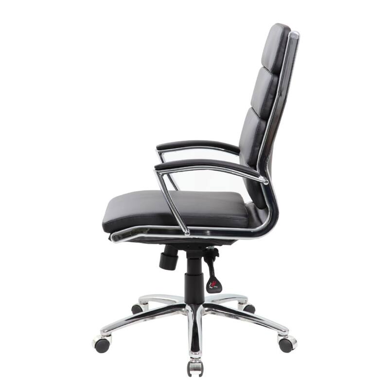 Dave Tall Executive Swivel Armchair, Chrome Finish, Black Vinyl