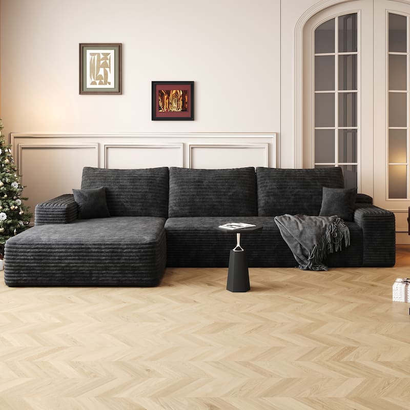 107" Cloud Chaise Sectional Sofa, Ergonomic Seat Tool-Free Assembly
