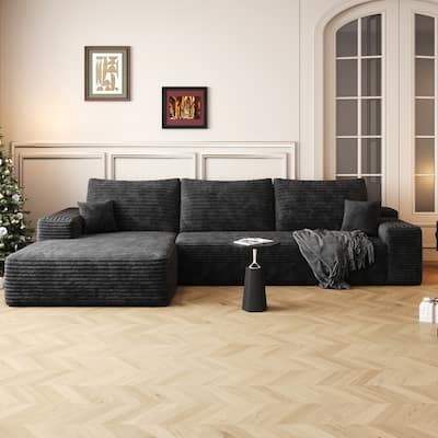 107" Cloud Chaise Sectional Sofa, Ergonomic Seat Tool-Free Assembly