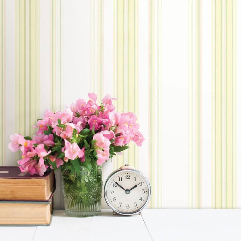 Brewster Lenna Yellow Jasmine Stripe Wallpaper - 20.5in x 396in x 0.025in