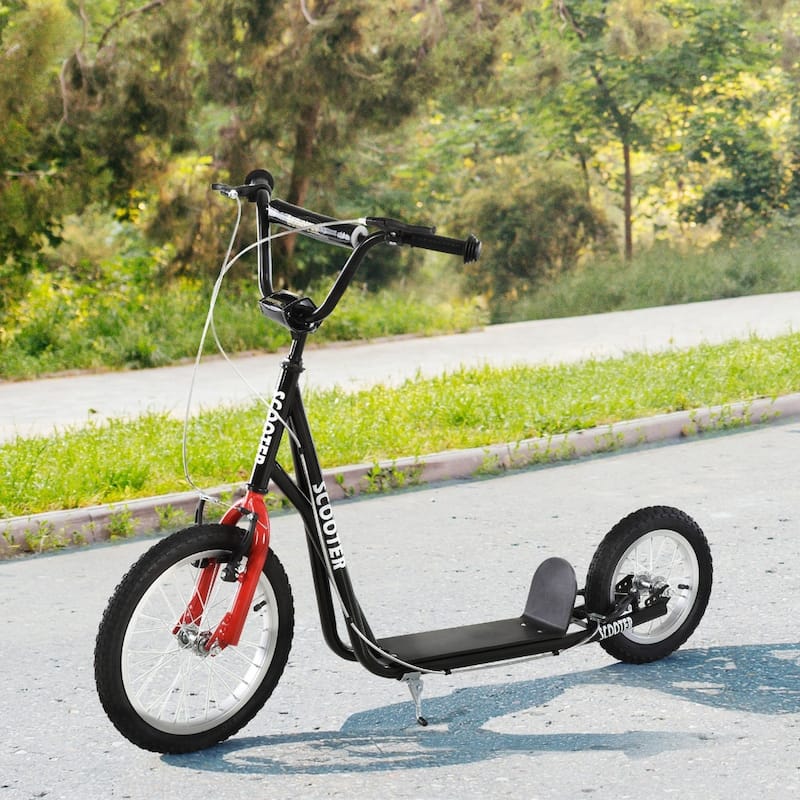 Black Steel Frame Kids Scooter with Adjustable Handlebar and Rubber Wheels Balance Training Toy