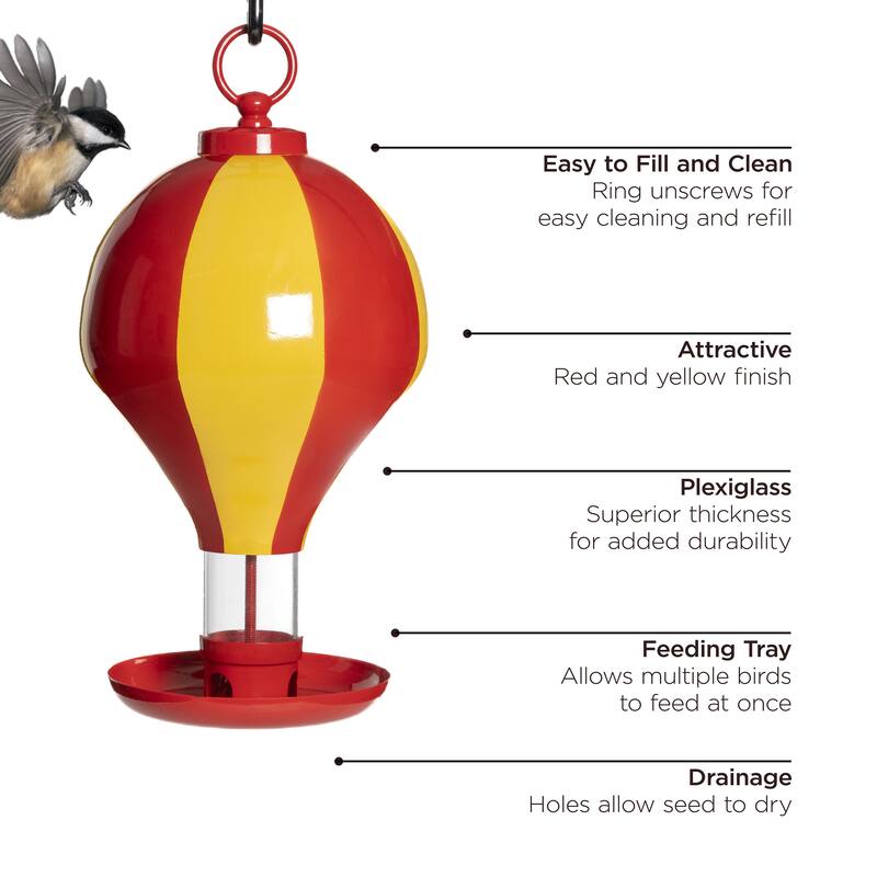 Up, Up & Away Bird Feeder, Unique and Colorful Hot Air Balloon Design by Good Directions