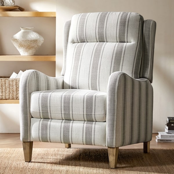 slide 2 of 8, HULALA HOME Guillermo Farmhouse Rounded Arm Pushback Recliner with Solid Wood Legs Grey