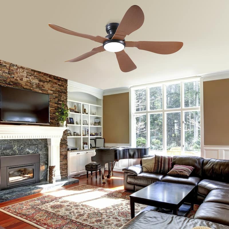 32/36/46/52 inches Low Profile Ceiling Fan with Light and Remote for Living Room Bedroom Kid's Room Patio