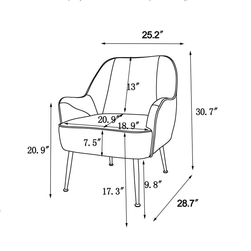 Modern Mid Century Chair Velvet Armchair Accent Chairs Wingback Chairs for Living Room Bedroom Office Easy Assemble