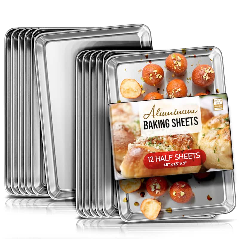 JoyTable Aluminum Steel Non-stick Baking Sheet/Cookie Sheet Set - Half Sheet Pan - 12 Piece