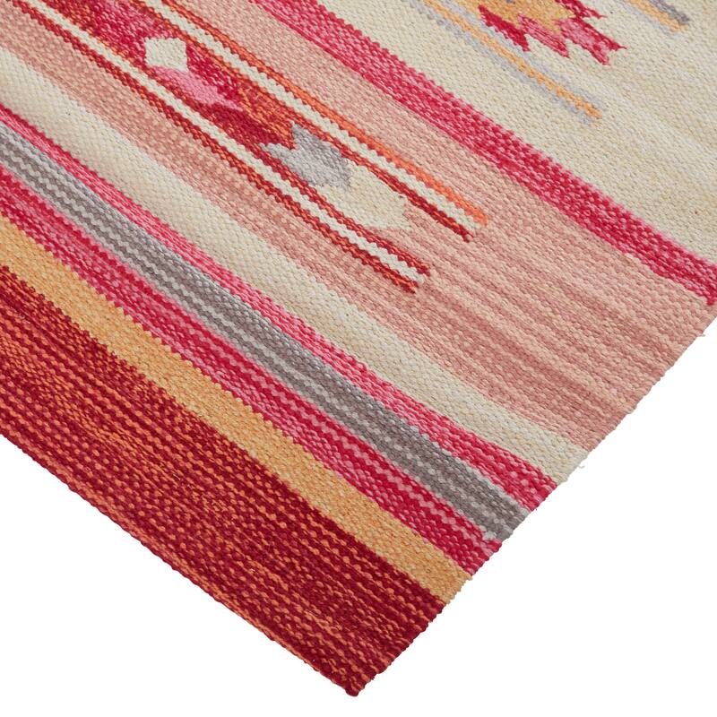 Galvin Style Serape Kilim Rug, Black/Ivory/Red, Area Rug