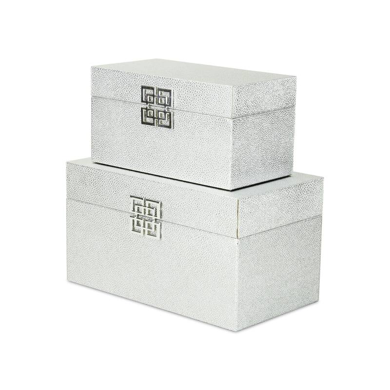Galena White Shagreen Double Happiness Storage box Set of 2