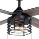 preview thumbnail 9 of 7, Rowan 52 in. Black Ceiling Fan with Reversible Driftwood-Black Walnut Blades, LED Light Kit and Pull Chain, Wire Cage Drum Shade