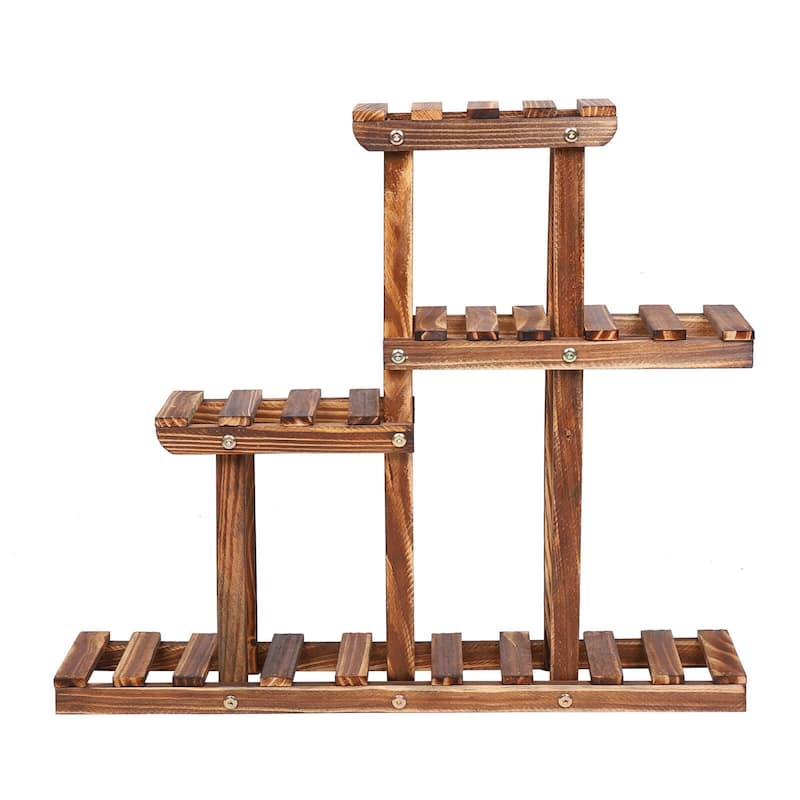 4 Tiered Succulent Plant Stand Pine Wood Window Shelf for Small Flower Pots