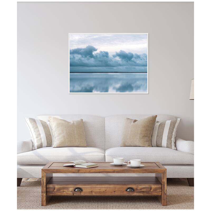 Kate and Laurel Sylvie Minimalist Sky Reflection In Iceland Framed Canvas by Michael Schauer