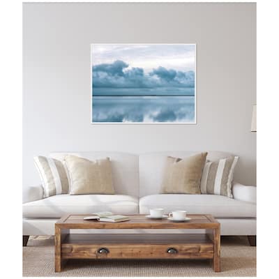 Kate and Laurel Sylvie Minimalist Sky Reflection In Iceland Framed Canvas by Michael Schauer