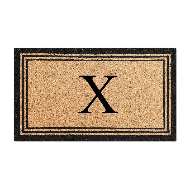 A1HC Natural Coir Monogrammed Heavy Duty PVC Backing Doormat - 18" X 30" - Monogrammed X