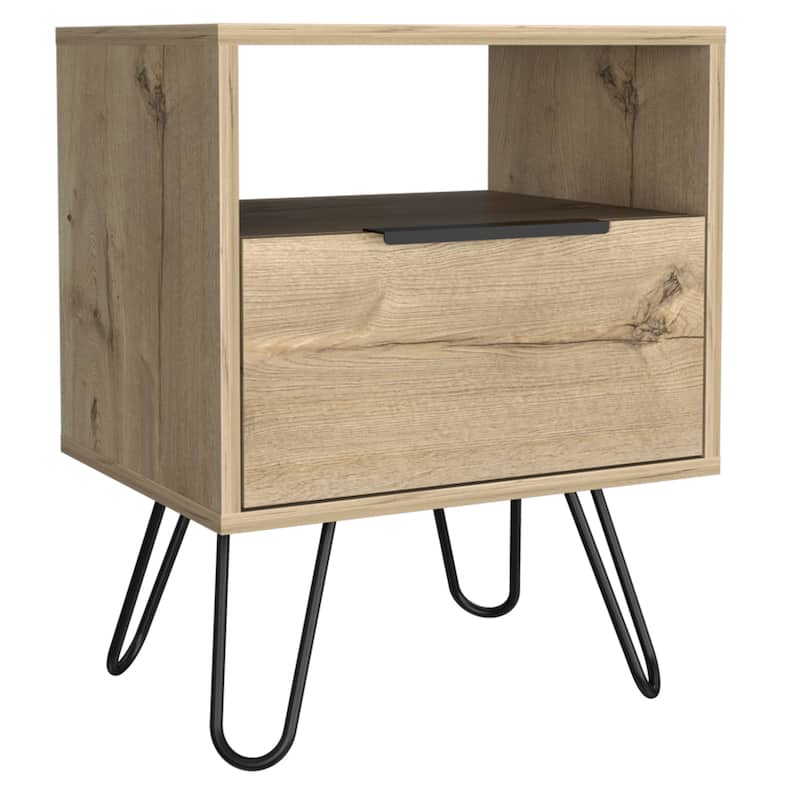 Nightstand, Shelf, Single Door Cabient, Hairpin Legs