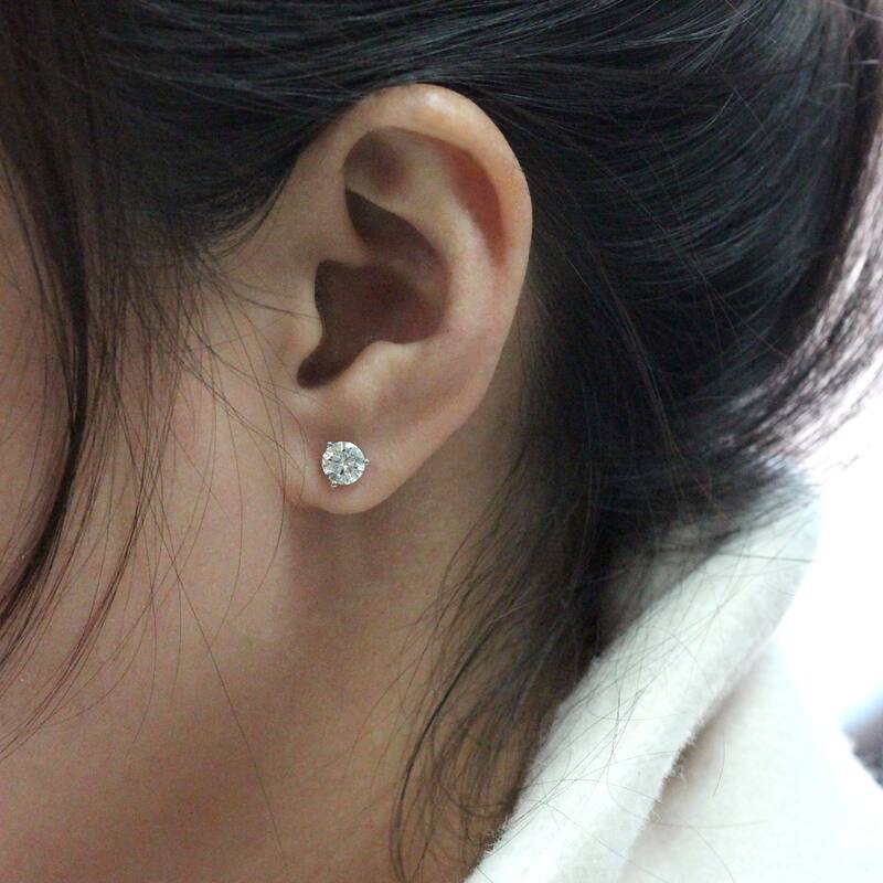 Auriya 1ctw Round Moissanite Stud Earrings 14k Gold Martini-set - 5 mm