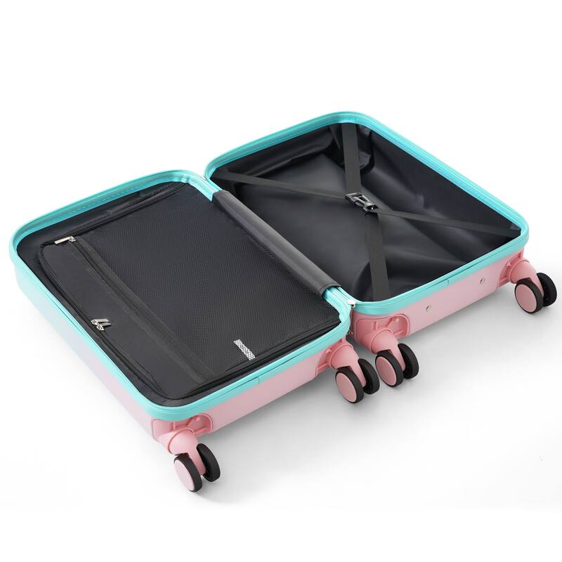 High Quality Front Opening Luggage Sets 3 Piece, ABS+PC Hard Carry on Suitcase with USB Port and Cup Holder & Spinner Wheels