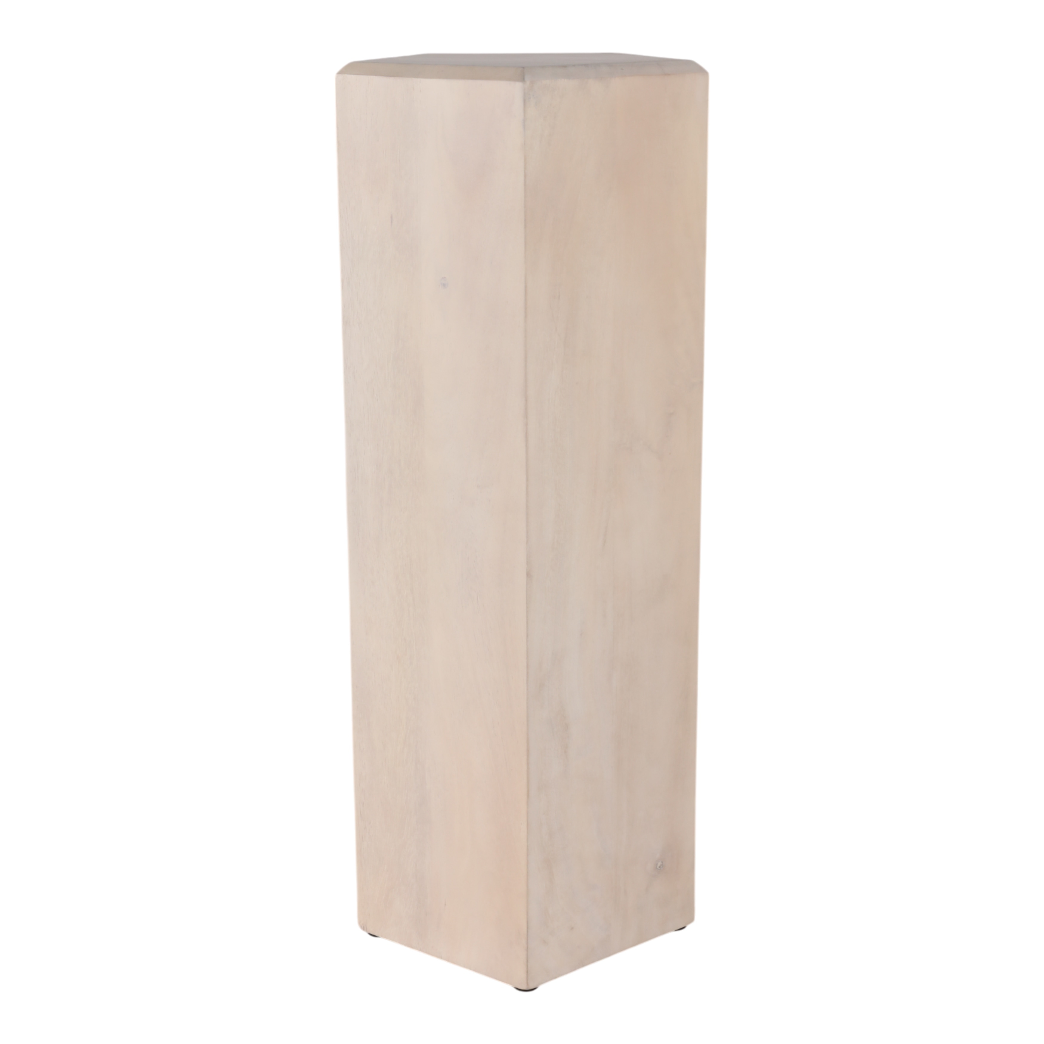 Elegant Natural Wood Accent Side Table with Geometric Design - 36", Tan