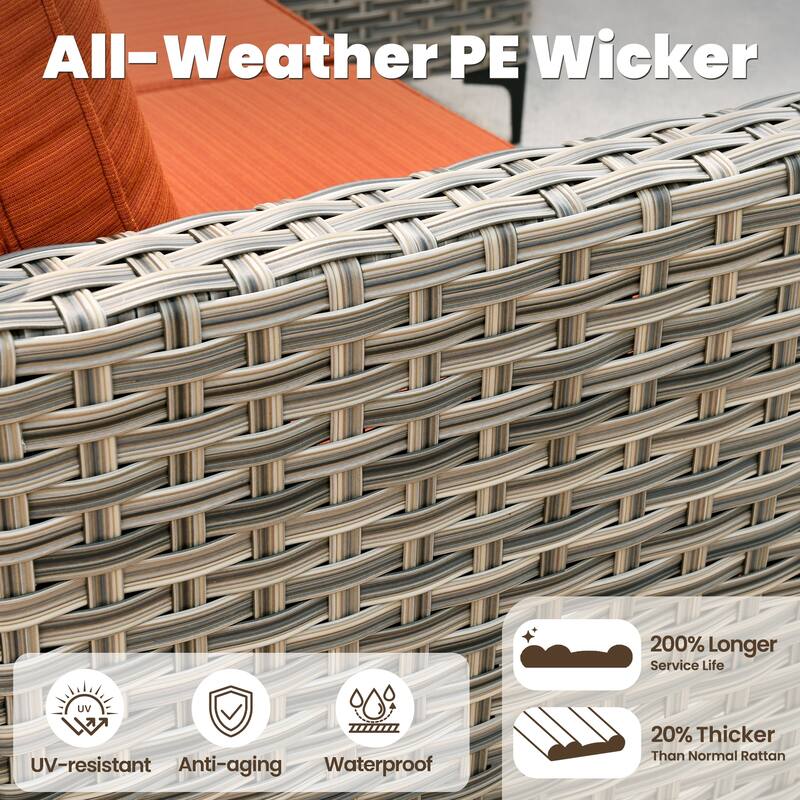 HOOOWOOO 8-piece Outdoor Seating Sofa Patio Wicker Swivel Chair Set