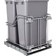 preview thumbnail 1 of 0, Hardware Resources 15" Bottom Mount Double Bin Pull Out Trash Can with Polished Chrome / Grey