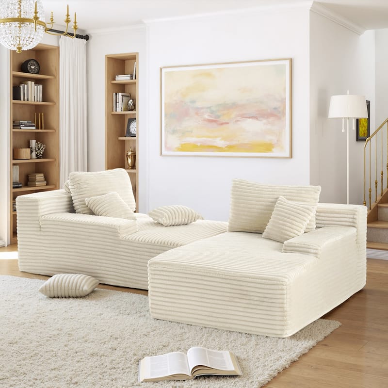 Oversized Upholstered Modular Sectional Chaise Lounge with Pillows