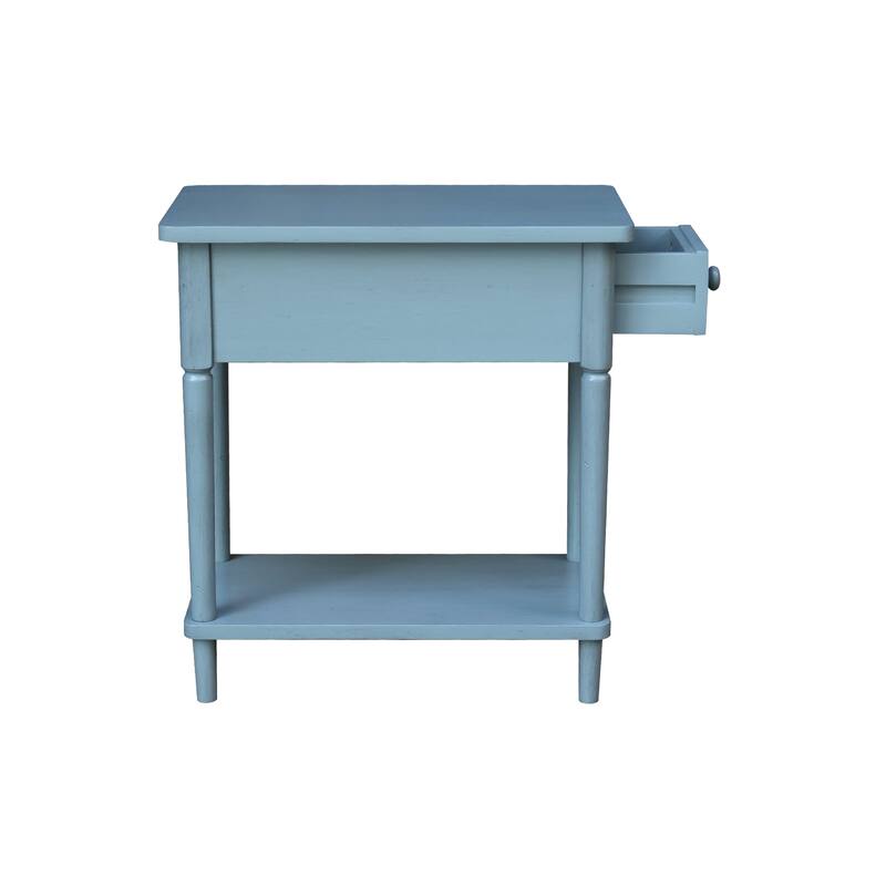 Narrow Solid Wood Side Table with Drawer