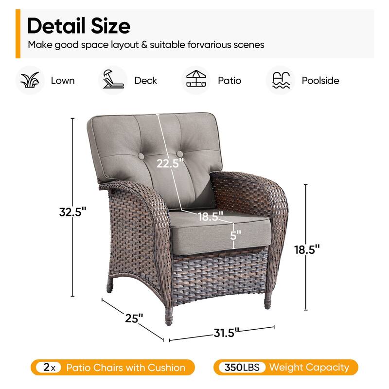 Pocassy Ooutdoor Patio Sofa Funiture Chairs Set