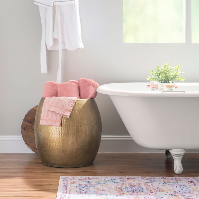 Linon Kayvon Drum Side Table with Storage Gold