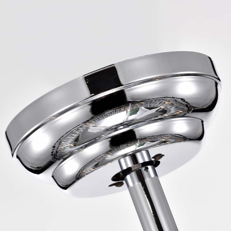 Dario Chrome Ceiling Fan 30-Inch 6-Light Metal & Crystal Drum Shade (Includes Remote)