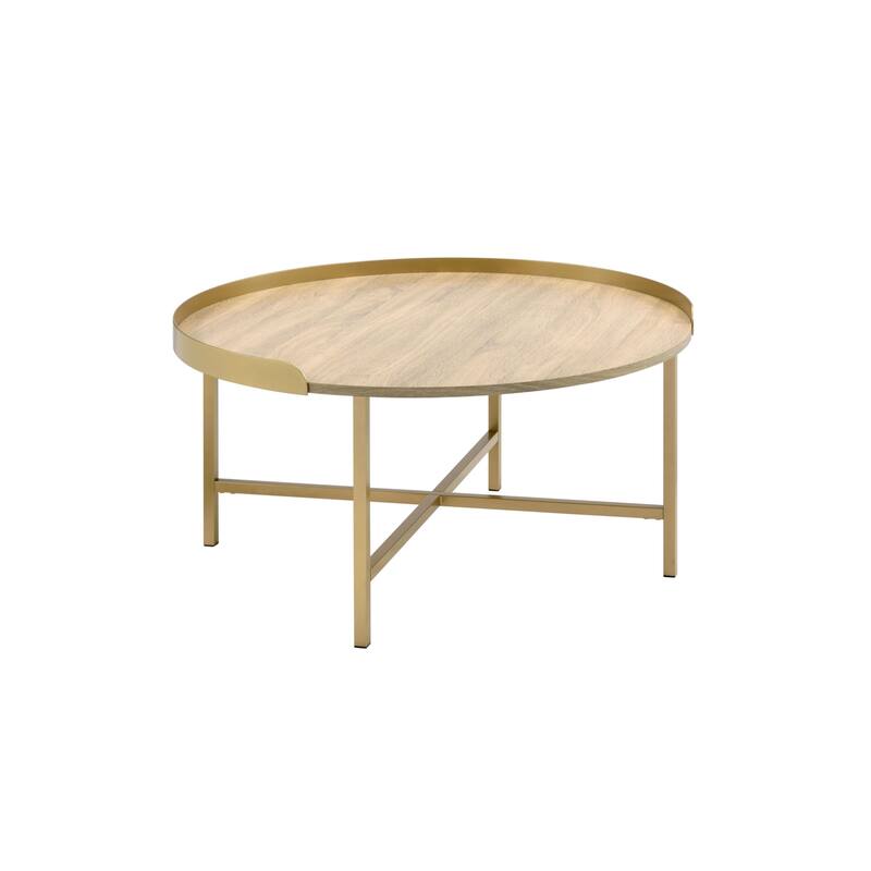 34" Round Coffee Table with Removable Tray Top and Metal Base - 34” x 34” x 18”