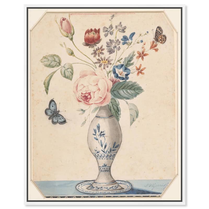 Vase with flowers 1850 Canvas by Art Remedy - White - 20" x 24"