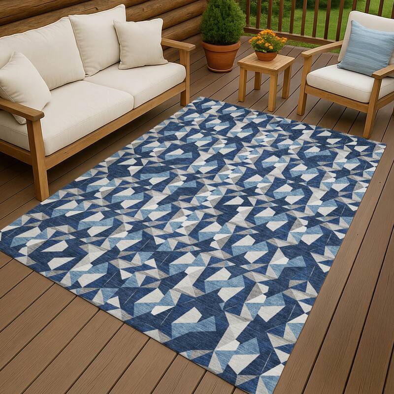 Machine Washable Indoor/ Outdoor Chic Hooper Chantille Rug - Navy - 2'6" x 3'10"