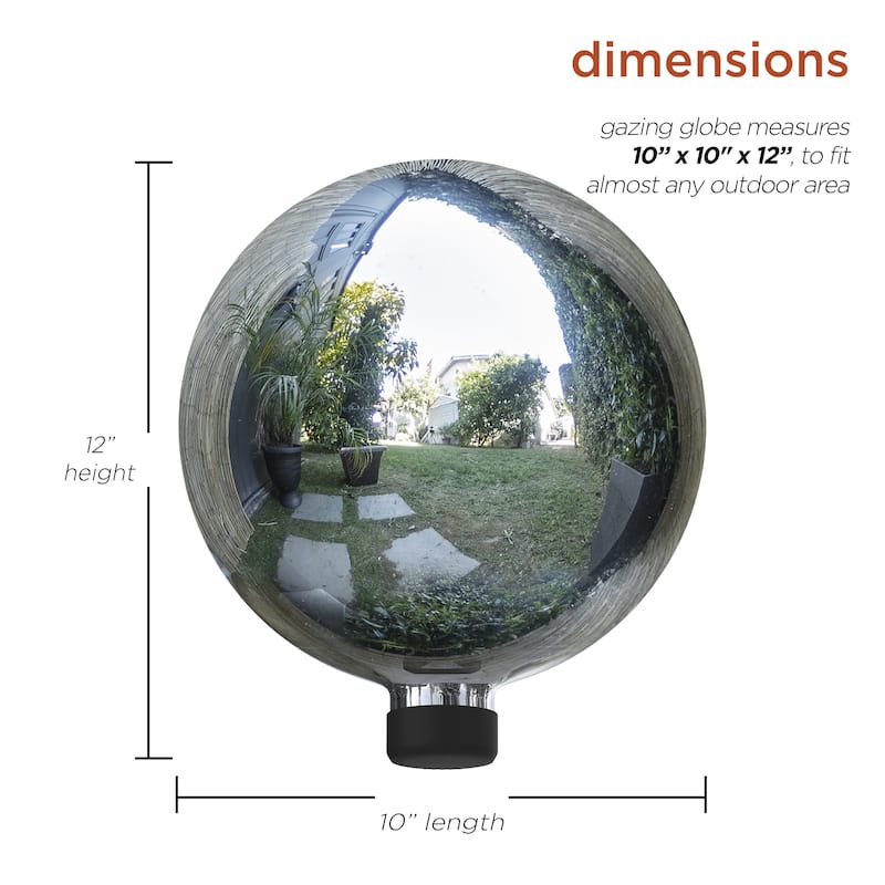 Alpine Corporation 10" Diameter Indoor/Outdoor Glass Gazing Globe Yard Decoration, Silver