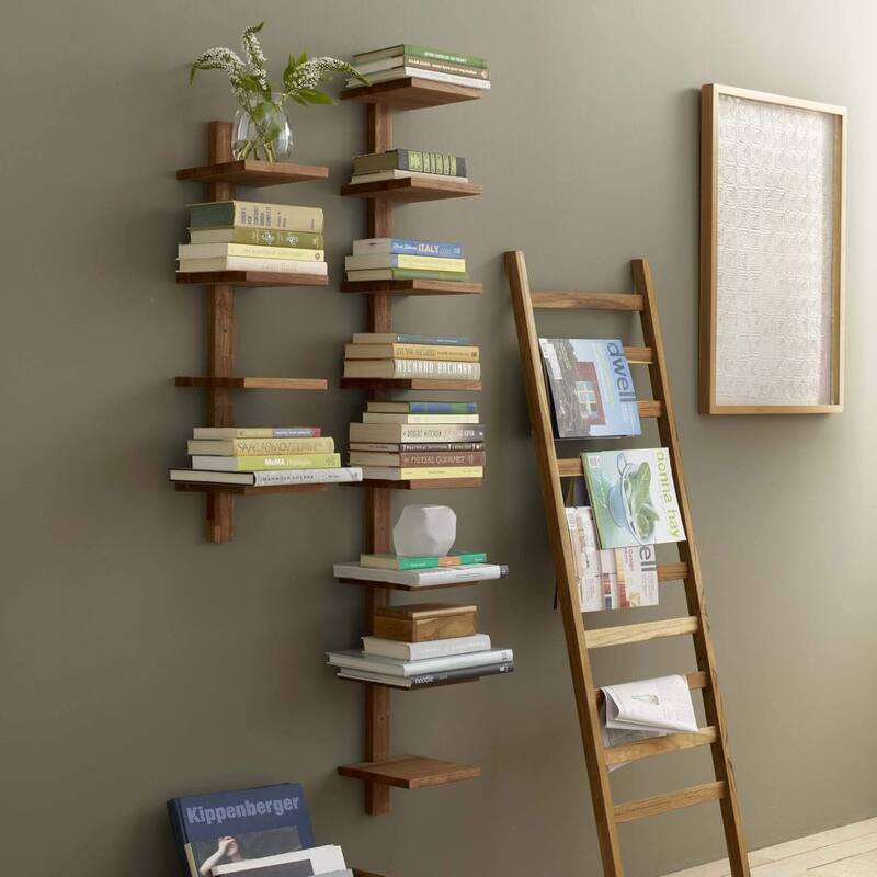 texxture 4 Shelf Floating Wall Shelves Column Shelving, Takara Small, Teak Wood - 8