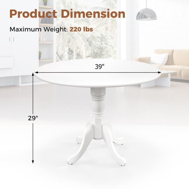 Rubber Wood Round Dining Table with Curved Legs and Adjustable Foot Pads - 40 x 40 x 29 inch (L x W x H)