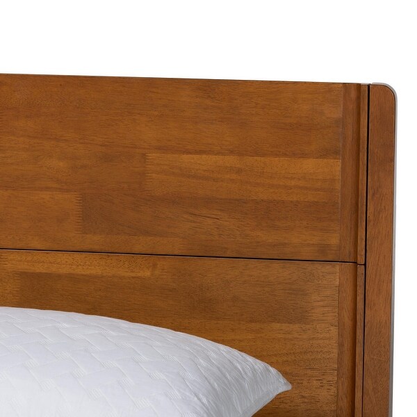 床 Baxton Studio Aldith Japandi Platform Bed, Queen, Walnut Brown