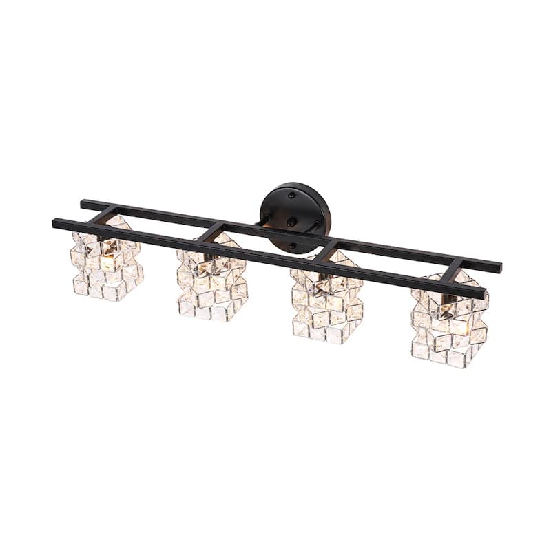 Mosaic Crystal Cube Shade Linear Bathroom Vanity Light