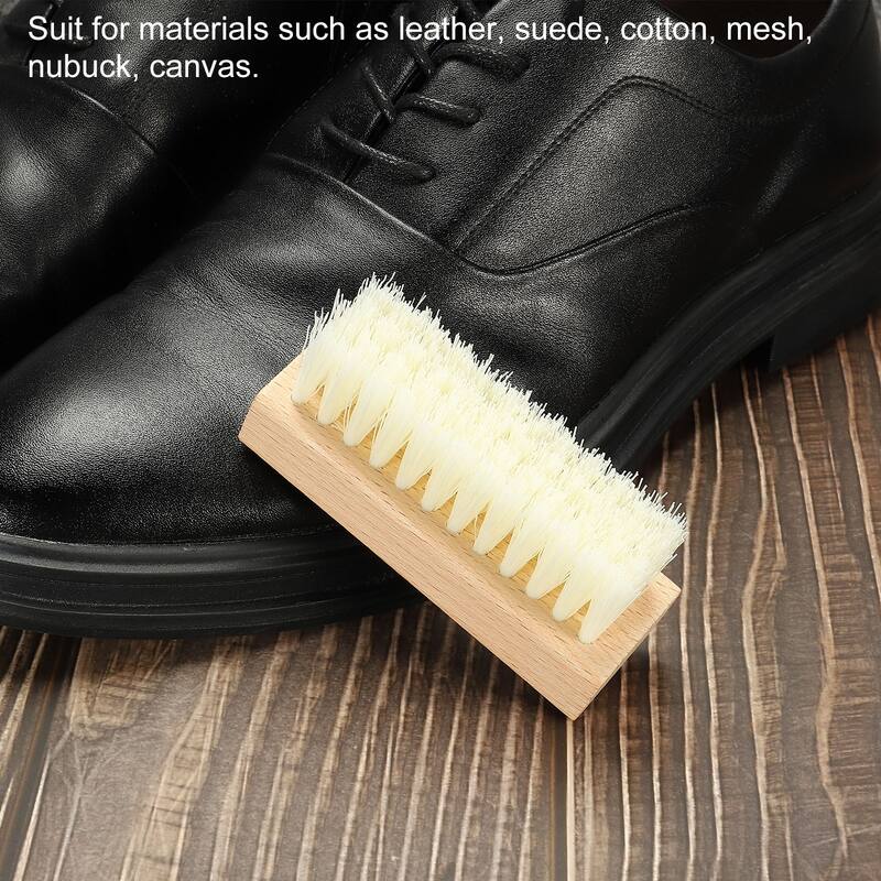 Shoe Cleaner Brush, Square Handheld Polish Daubers for Canvas,Sneakers, White - Wooden Color, White