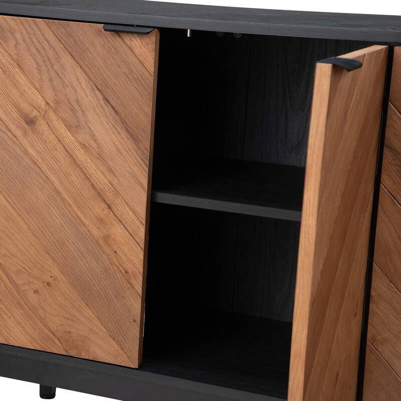 Senin Modern Herringbone Sideboard with Metal Frame Legs by HULALA HOME