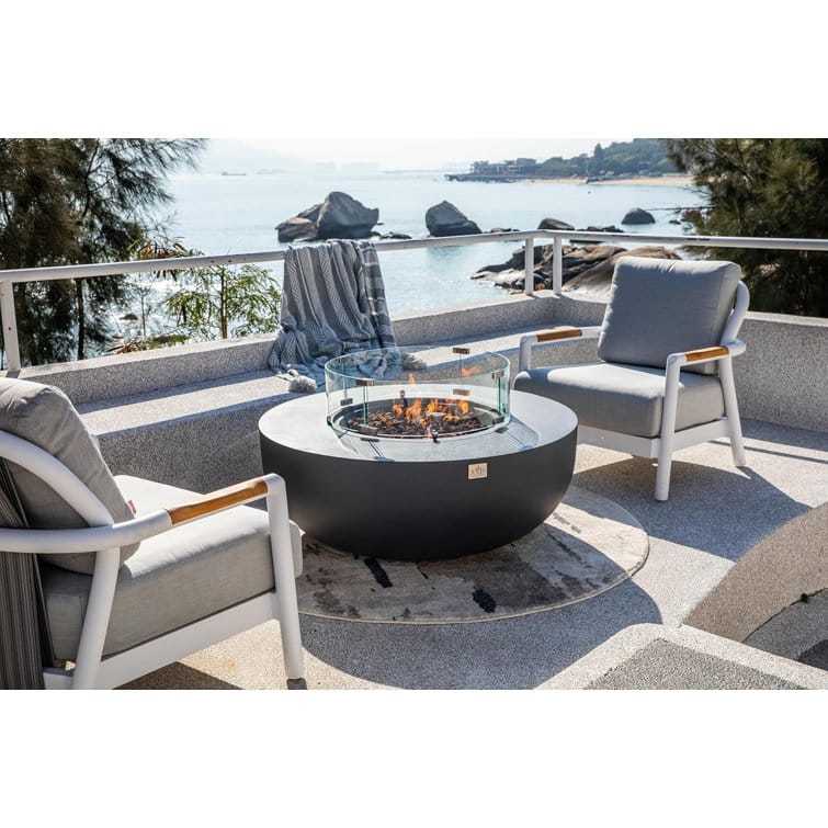 AMS Fireplace Eclipse Round Outdoor Fire Pit Bundle - 44" x 44" x 17"