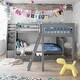 preview thumbnail 1 of 14, Grey 3-in-1 Twin over Twin L-Shaped Bunk Bed with Ladder, Staircase and 3 Drawers