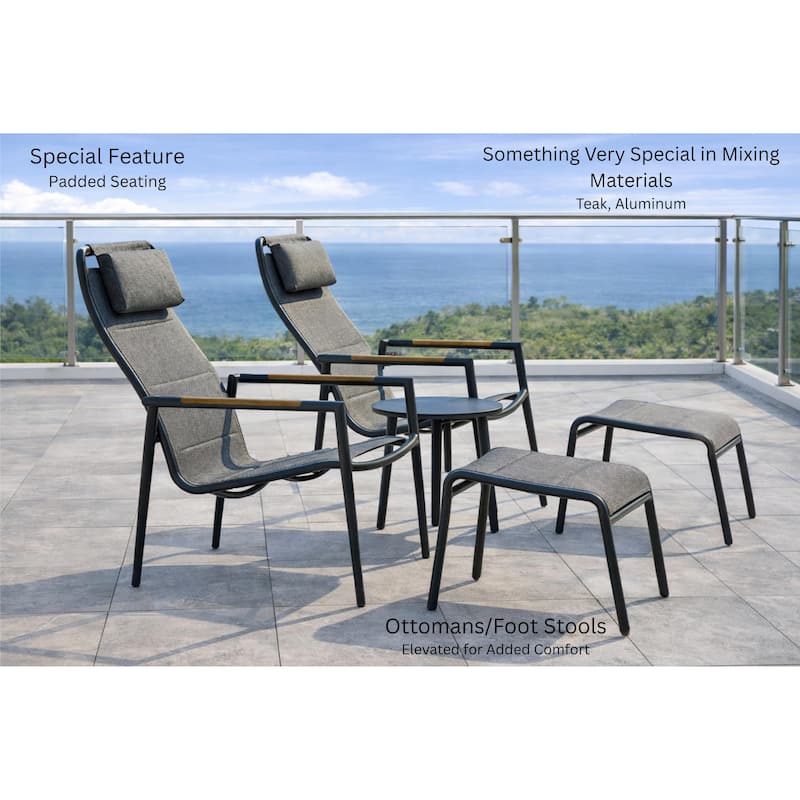 Vonn Relaxed Dark Grey 5-Piece Aluminum Outdoor Chat Set