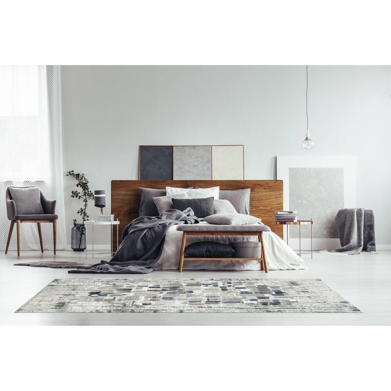 Kriselia Collection Blue/Gray Abstract Area Rug