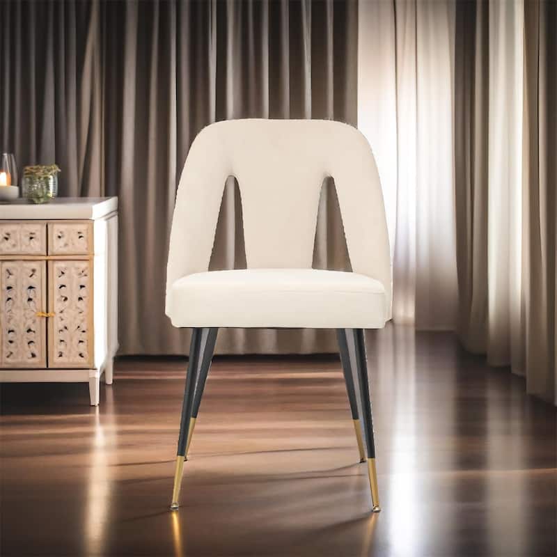 Modern Velvet Upholstered Dining Chair with Nailheads (Set of 2)
