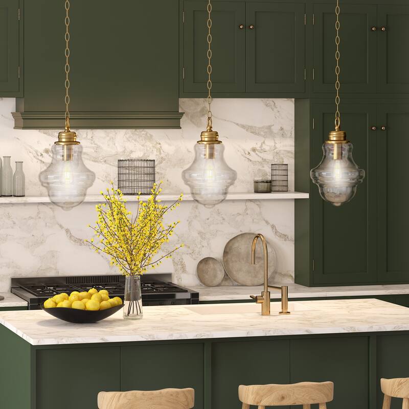 Annie Brass and Clear Glass Pendant - Brass/Clear