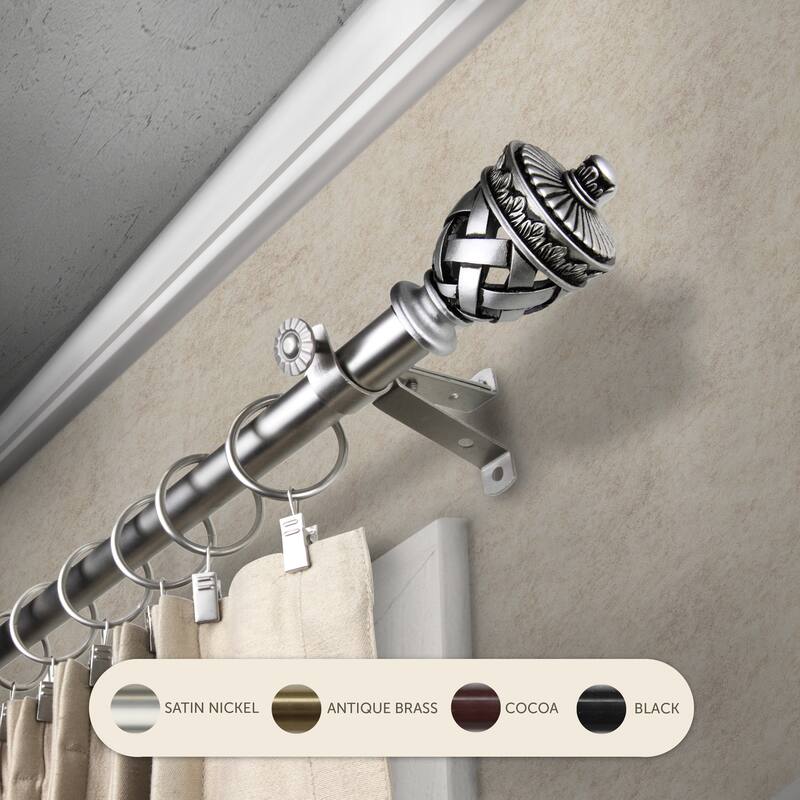 InStyleDesign Loreli Adjustable Curtain Rod 13/16 inch dia. - 18 to 28 inches - Satin Nickel