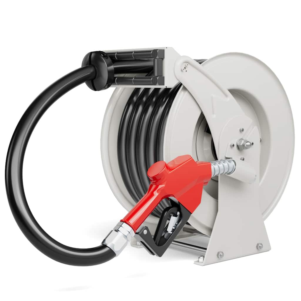 Retractable Fuel Hose Reel, 1" x 32' ft Diesel Hose Reel,Diesel Fuel Hose Reel with Automatic Refueling Gun