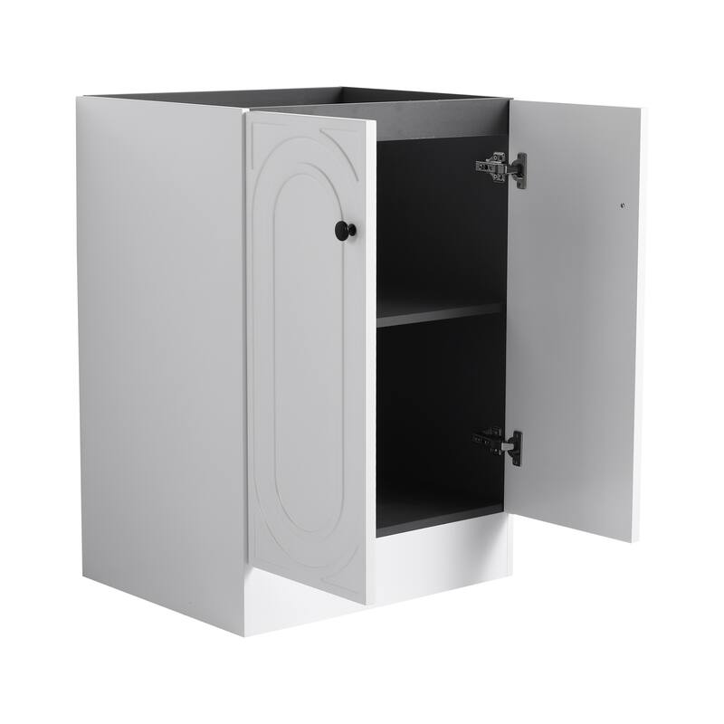 Modern 24 Inch Freestanding Bathroom Vanity Base without Sink, Storage Cabinet with Soft-Close Doors and Adjustable Shelves