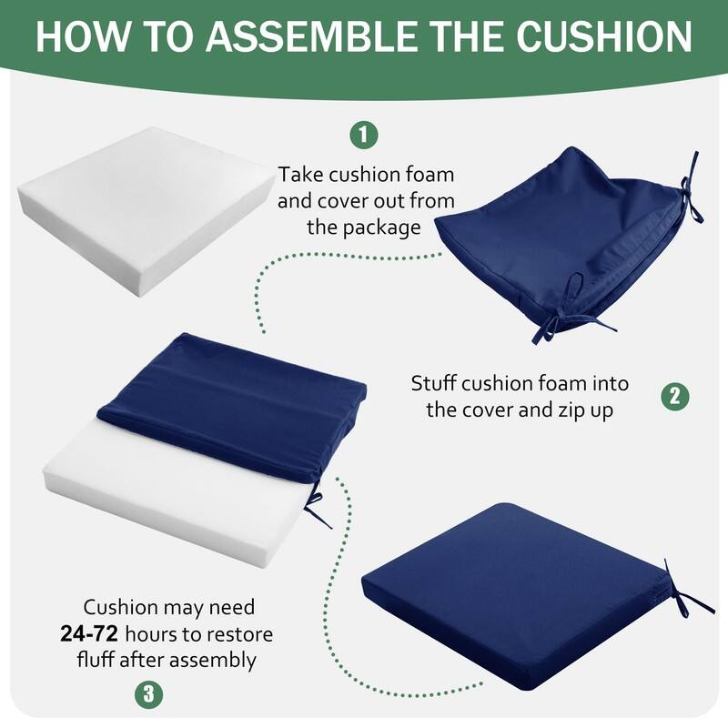 4-Pack Outdoor Chair Cushions – Waterproof, Blue, 18.5"x16"